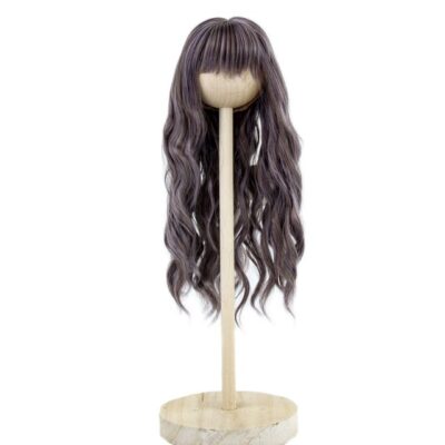 wig with long dark brown hair minifee doll